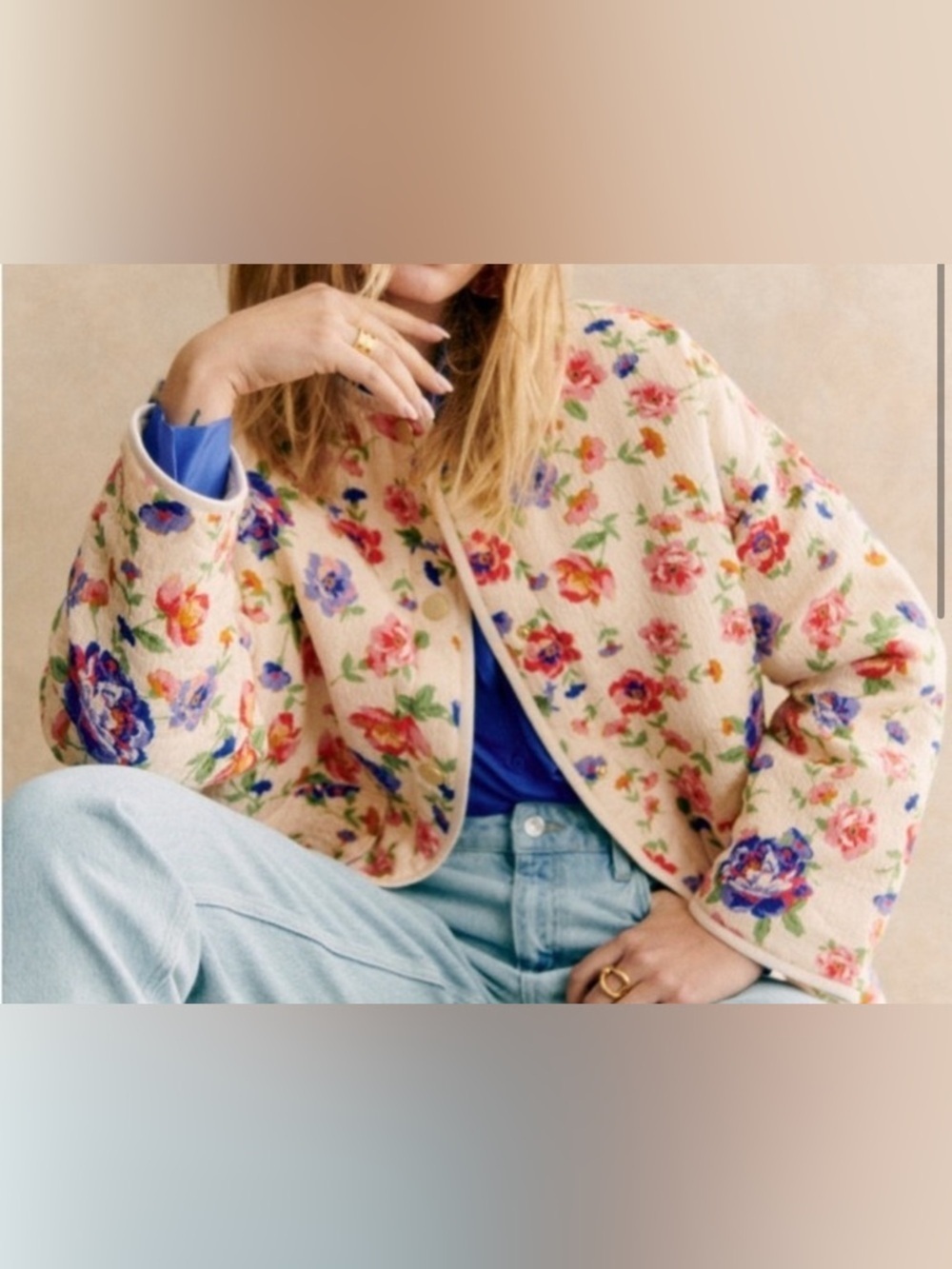 New NWT SEZANE Farel floral quilted jacket in Monday size 2
